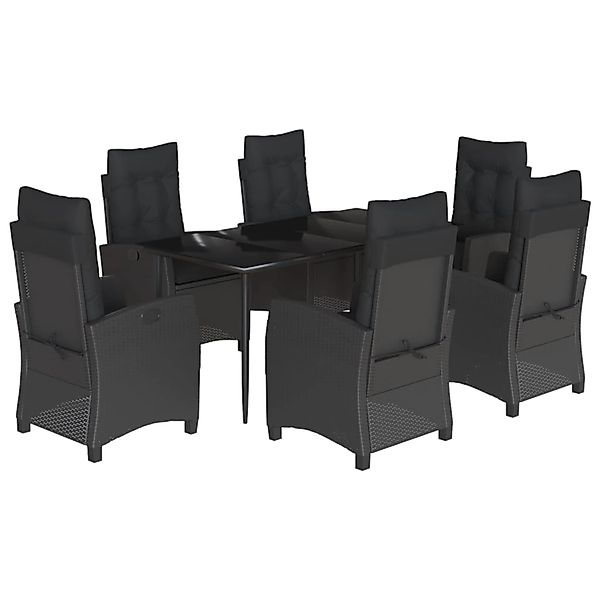 vidaXL 7-Tlg Garten-Essgruppe mit Kissen Schwarz Poly Rattan 3212748 günstig online kaufen