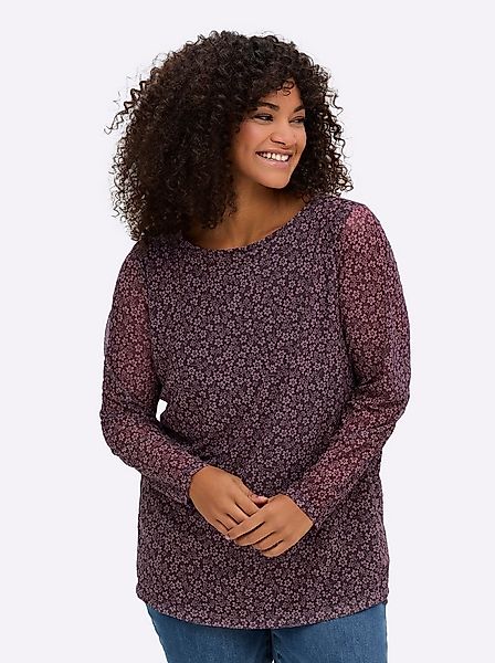 Sheego T-Shirt Mesh-Shirt Langarm günstig online kaufen