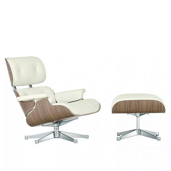 Vitra - Eames Lounge Chair Sessel & Ottoman - schnee/Bezug Leder Premium 72 günstig online kaufen
