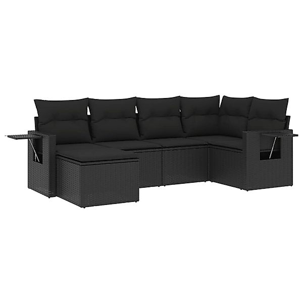 vidaXL 6-tlg Garten-Sofagarnitur mit Kissen Schwarz Poly Rattan Modell 240 günstig online kaufen