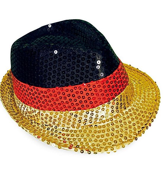 Fries Trilby Deutschland Glitzer Paillettenhut Hut Schwarz Rot Gold Fan WM günstig online kaufen