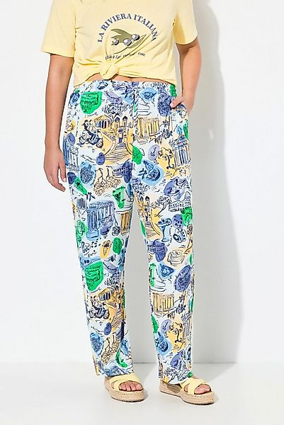 Ulla Popken Schlupfhose Culotte Urlaubsmotive weites Bein Elastikbund günstig online kaufen