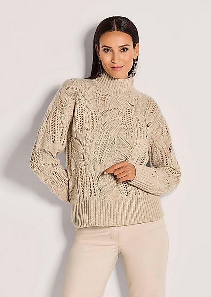 MADELEINE Strickpullover Eleganter Wollpullover mit Zopfmuster Ajourpullove günstig online kaufen