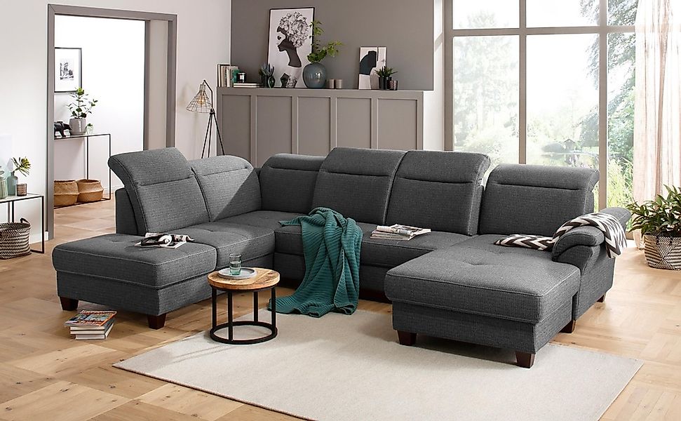 Home affaire Wohnlandschaft "Solvei U-Form" Sitztiefenverstellung und Feder günstig online kaufen