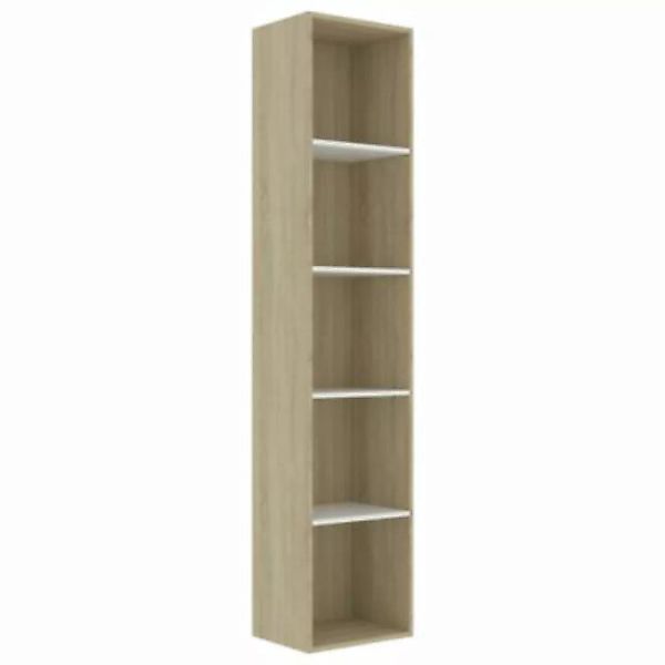 vidaXL Bücherregal Weiß Sonoma-Eiche 40x30x189 cm Holzwerkstoff Bücherregal günstig online kaufen