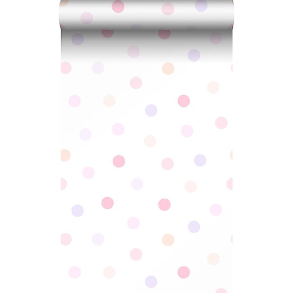 Origin Wallcoverings Tapete Punktmuster Puderrosa Pastellviolett und Pfirsi günstig online kaufen