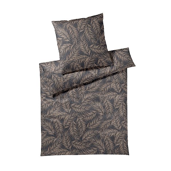 Elegante Mako Satin Bettwäsche Maison Leaves 24551-9 Anthrazit 135x200 günstig online kaufen