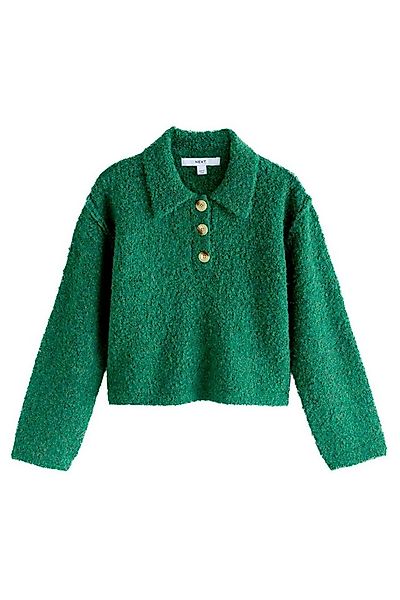 Next Strickpullover Gerippter, langärmeliger Bouclé-Polopullover (1-tlg) günstig online kaufen
