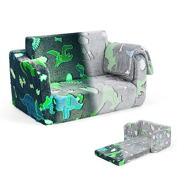 KOMFOTTEU Kindersofa, ausklappbar mit leuchtenden Mustern günstig online kaufen