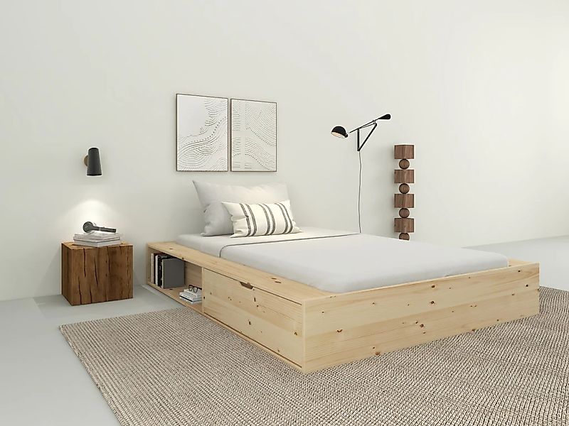 Home affaire Stauraumbett "Erno, Massivholzbett, Futonbett, 275KG belastbar günstig online kaufen