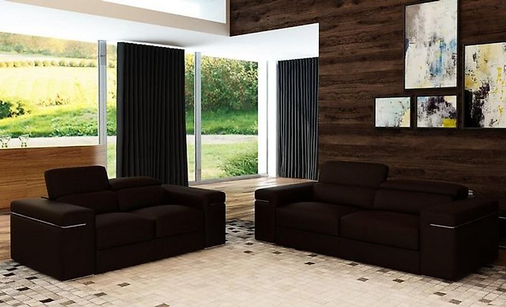 JVmoebel Sofa Graue Sofagarnitur 3+2 Sitzer Ledercouche Sofas Polster Neu, günstig online kaufen