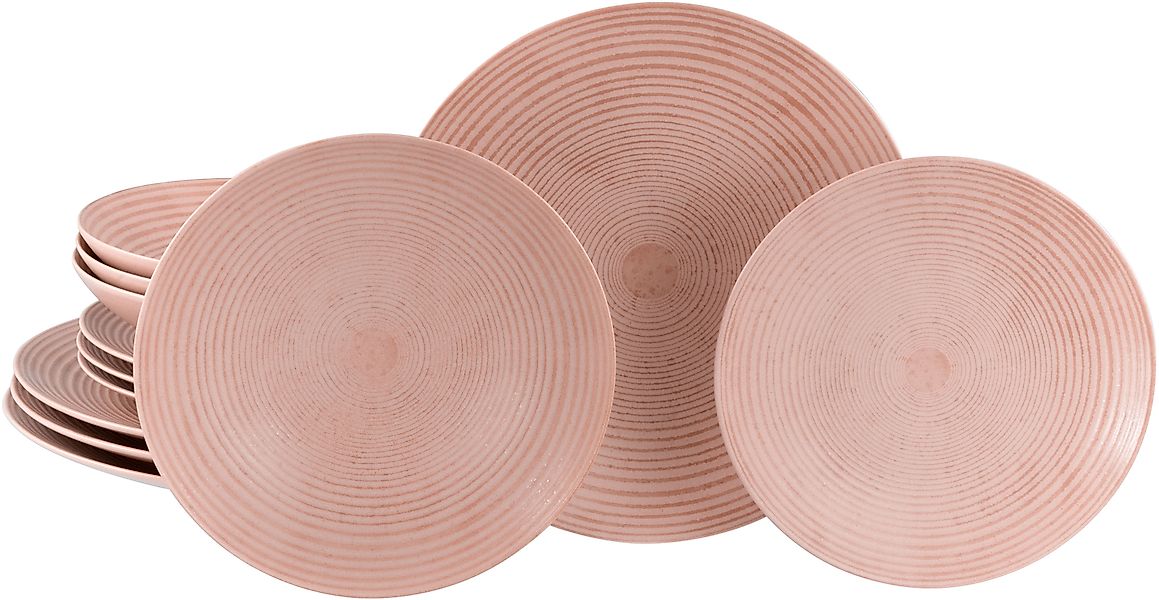 CreaTable Teller-Set »Catania, Tellerset 12-tlg.« Vintage Farben, Ausdrucks günstig online kaufen