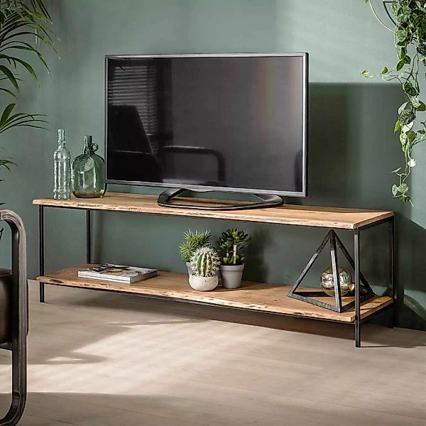 TV Bank aus Akazie Massivholz und Metall 150 cm breit günstig online kaufen