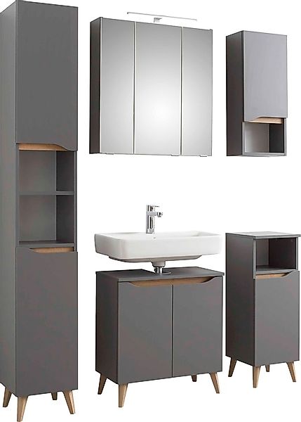 Saphir Badmöbel-Set »Quickset 5-teilig Waschbeckenunterschrank und LED-Spie günstig online kaufen