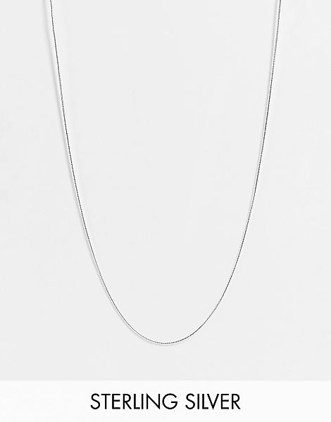 ASOS DESIGN – Silberfarbene, schmale Halskette aus Sterlingsilber mit flach günstig online kaufen