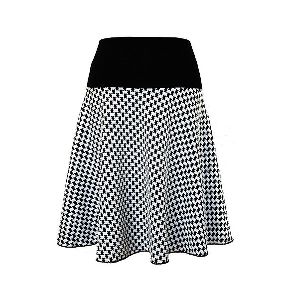 dunkle design A-Linien-Rock Schwarz Weiß 57cm Jacquard Strick Hahnentritt e günstig online kaufen