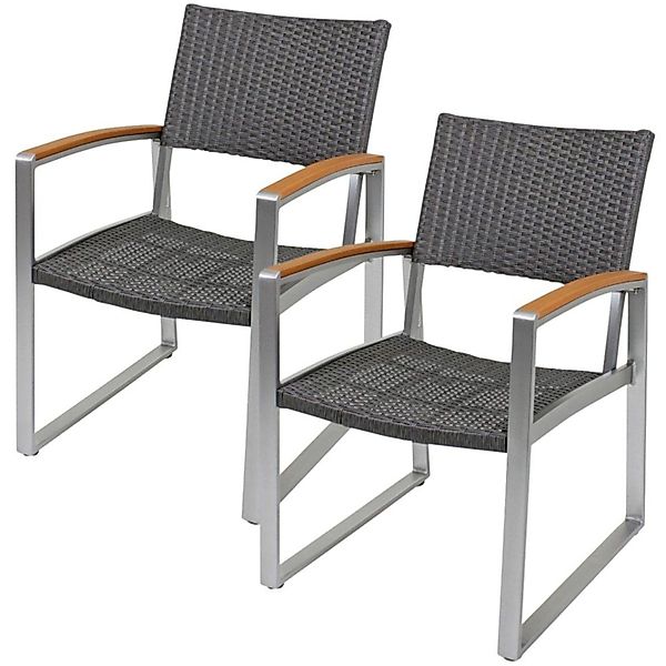 Garden Pleasure Stapelstuhl AVA Aluminium mit Armlehnen Silber 2er Set günstig online kaufen