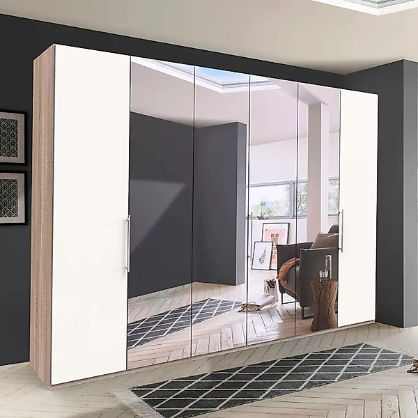 Großer Spiegel Schlafzimmerschrank mit Falttüren Made in Germany günstig online kaufen