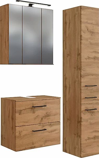 welltime Badmöbel-Set »Chicago«, (3 St., Spiegelschrank, Unterbeckenschrank günstig online kaufen