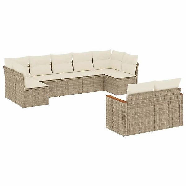 vidaXL 9-tlg Garten-Sofagarnitur mit Kissen Beige Poly Rattan Modell 185 günstig online kaufen