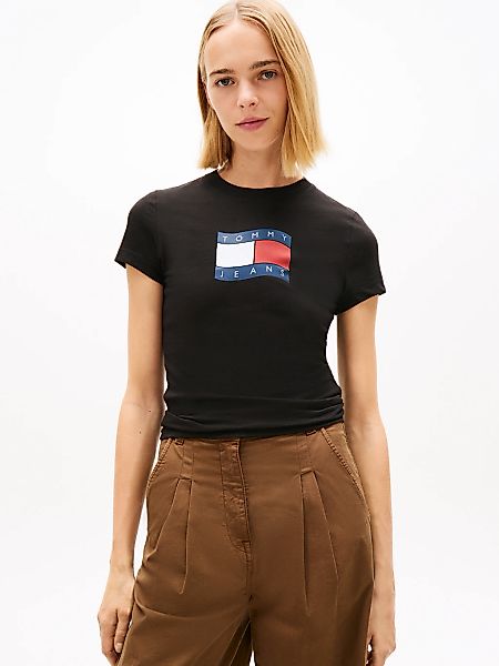Tommy Jeans T-Shirt "TJW SLIM WAVY FLAG TEE EXT" mit Rundhalsausschnitt günstig online kaufen