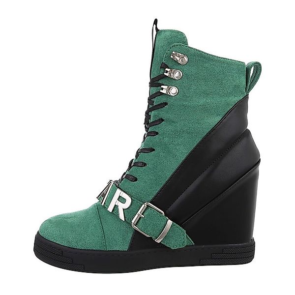 Ital-Design Damen Freizeit Schnürstiefelette Keilabsatz/Wedge High-Heel günstig online kaufen
