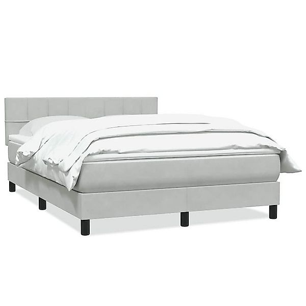 vidaXL Boxspringbett, Boxspringbett mit Matratze Hellgrau 140x210 cm Samt günstig online kaufen