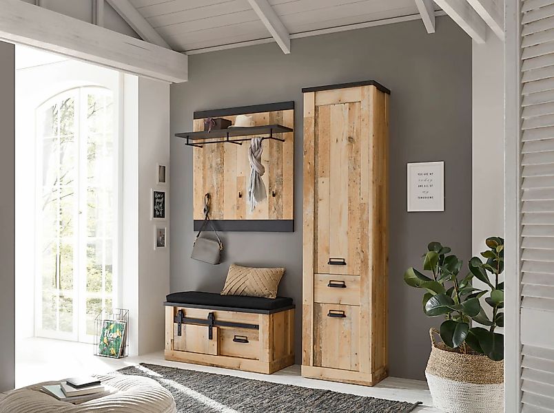 Home affaire Garderoben-Set "SHERWOOD" 3 Stk. tlg. mit Scheunentorbeschlag, günstig online kaufen