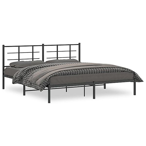 vidaXL Bettgestell, Bettrahmen mit Kopfteil Metall Schwarz 183x213 cm günstig online kaufen