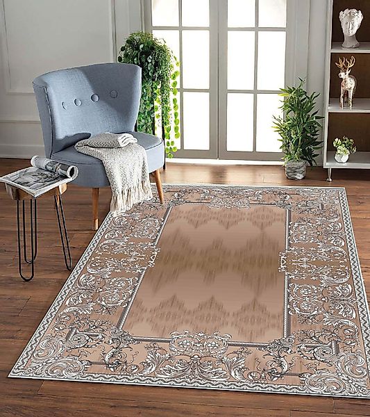 Jungengel Teppich Barock Braun Teppichläufer Waschbar günstig online kaufen