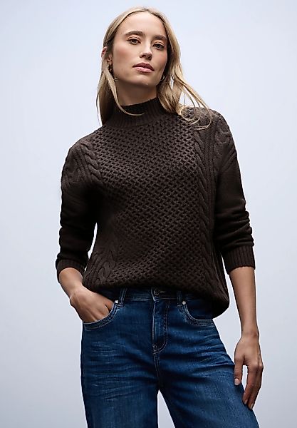 STREET ONE Stehkragenpullover mit Strickmuster günstig online kaufen
