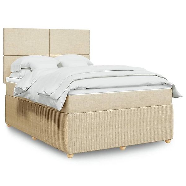 vidaXL Boxspringbett, Boxspringbett mit Matratze Creme 140x200 cm Stoff günstig online kaufen