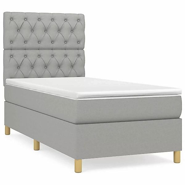 vidaXL Boxspringbett Boxspringbett mit Matratze Hellgrau 80x200 cm Stoff Be günstig online kaufen