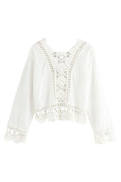 Next Strickpullover Langärmeliges Oberteil mit Häkeldetails günstig online kaufen