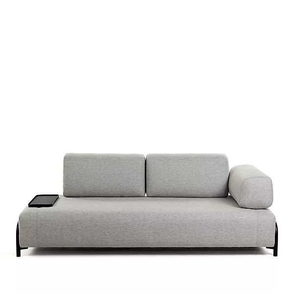 Design Wohnzimmer Sofa in Hellgrau Stecktisch günstig online kaufen
