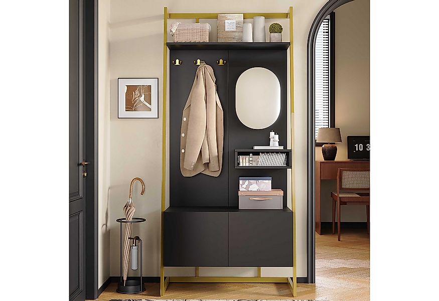 BlingBin Garderobe Garderoben-Set Flurgarderobe (1 St., mit Spiegel, Metall günstig online kaufen