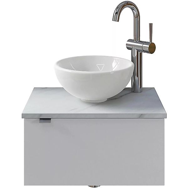 Pelipal Waschtisch-Set V2 Weiß Glanz-Marmor Weiß Anschlag R 51 cm günstig online kaufen
