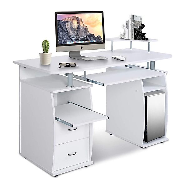 KOMFOTTEU Computertisch Schreibtisch, mit Tastaturauszug, 120x55x76cm, günstig online kaufen