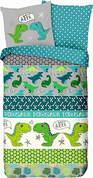 good morning Kinderbettwäsche »Dinosaur«, Baumwolle, 135x200, Reißverschlus günstig online kaufen