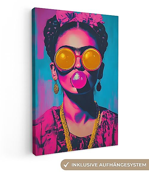 OneMillionCanvasses® Leinwandbild Frau - Kaugummi - günstig online kaufen