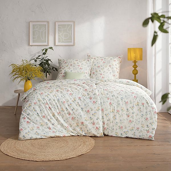 Estella Interlock Jersey Bettwäsche Cora 6626-985 Blumen 135x200 günstig online kaufen