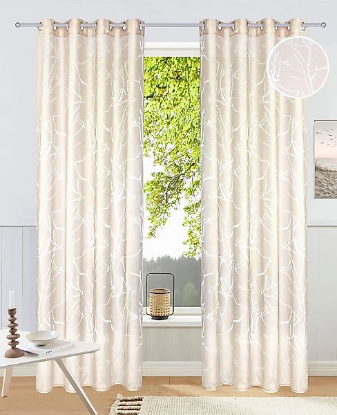 OTTO home Gardine "Anna" Ösen 1 Stk. tlg. Bestseller, Äste-Motiv, Viskose, günstig online kaufen