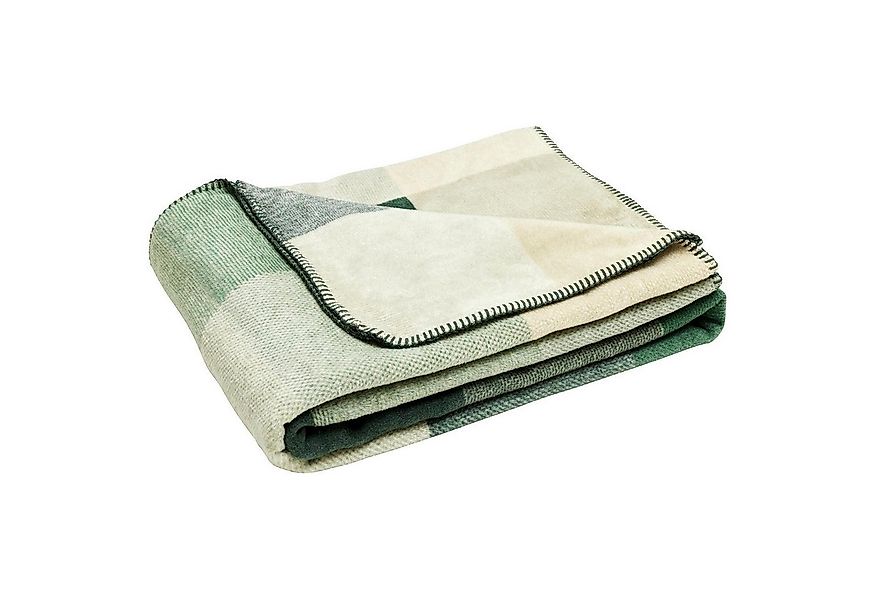Wohndecke SARU, 150 x 200 cm, Grün, Creme, Mischgewebe, mit Karos günstig online kaufen