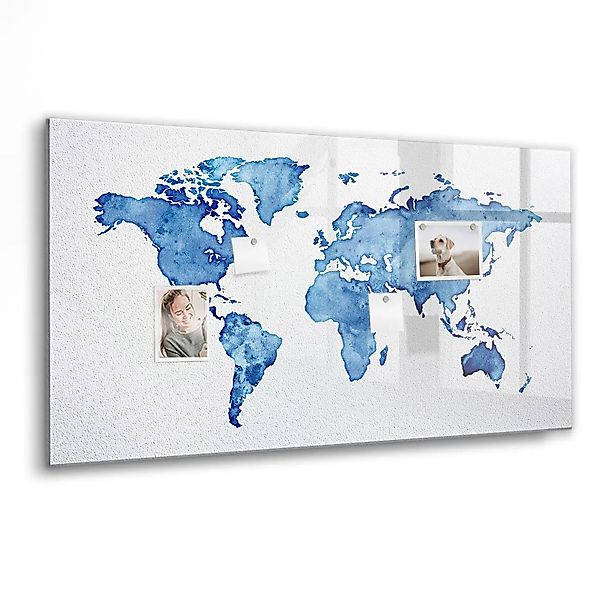 Tulup Magnettafel Beschreibbar Aquarell Weltkarte 120x60 cm Magnettafel Küc günstig online kaufen