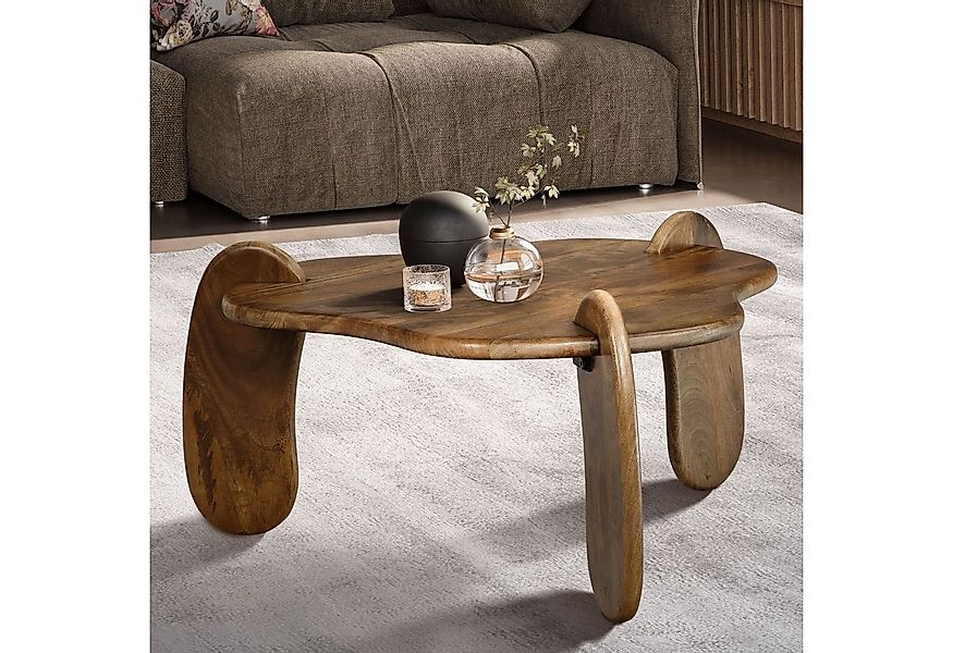FINEBUY Couchtisch Couchtisch Massivholz Ø78cm Design Wohnzimmertisch in or günstig online kaufen