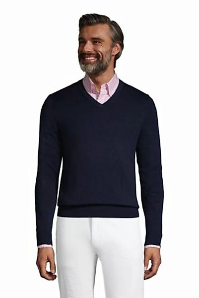 Supima V-Pullover, Classic Fit, Herren, Größe: L Normal, Blau, Baumwolle, b günstig online kaufen
