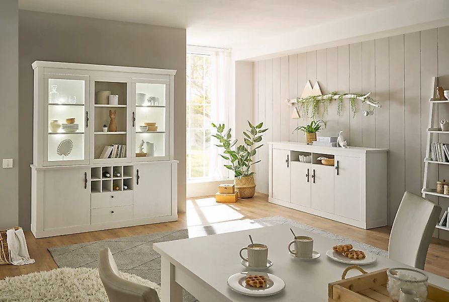 Home affaire Wohnwand "RAVENNA" 2 Stk. tlg. im romantischen Landhausstil, G günstig online kaufen