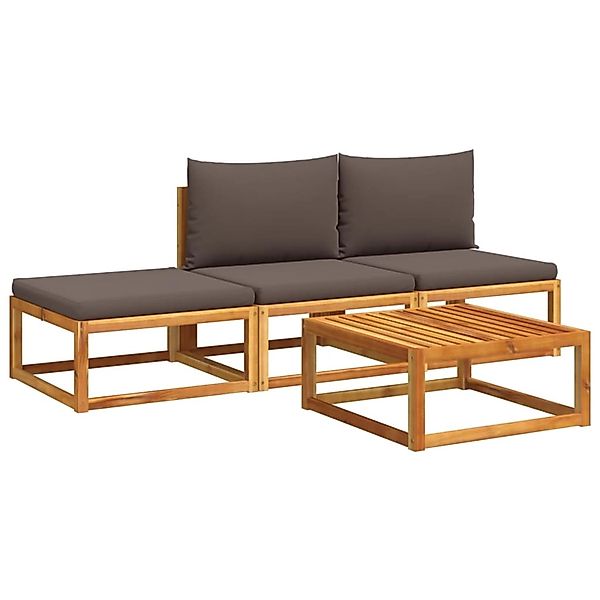 vidaXL 4-Tlg Gartensofa-Set mit Kissen Holz Akazie Rattan 3278912 günstig online kaufen
