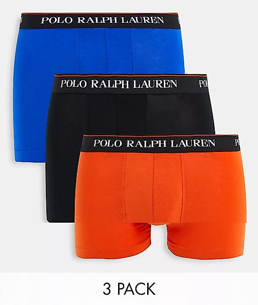 Polo Ralph Lauren – 3er-Pack Unterhosen mit Textlogobund in Schwarz/Orange/ günstig online kaufen
