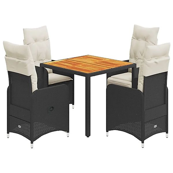 vidaXL 5-tlg Garten-Bistro-Set mit Kissen Schwarz Poly Rattan Modell 6 günstig online kaufen